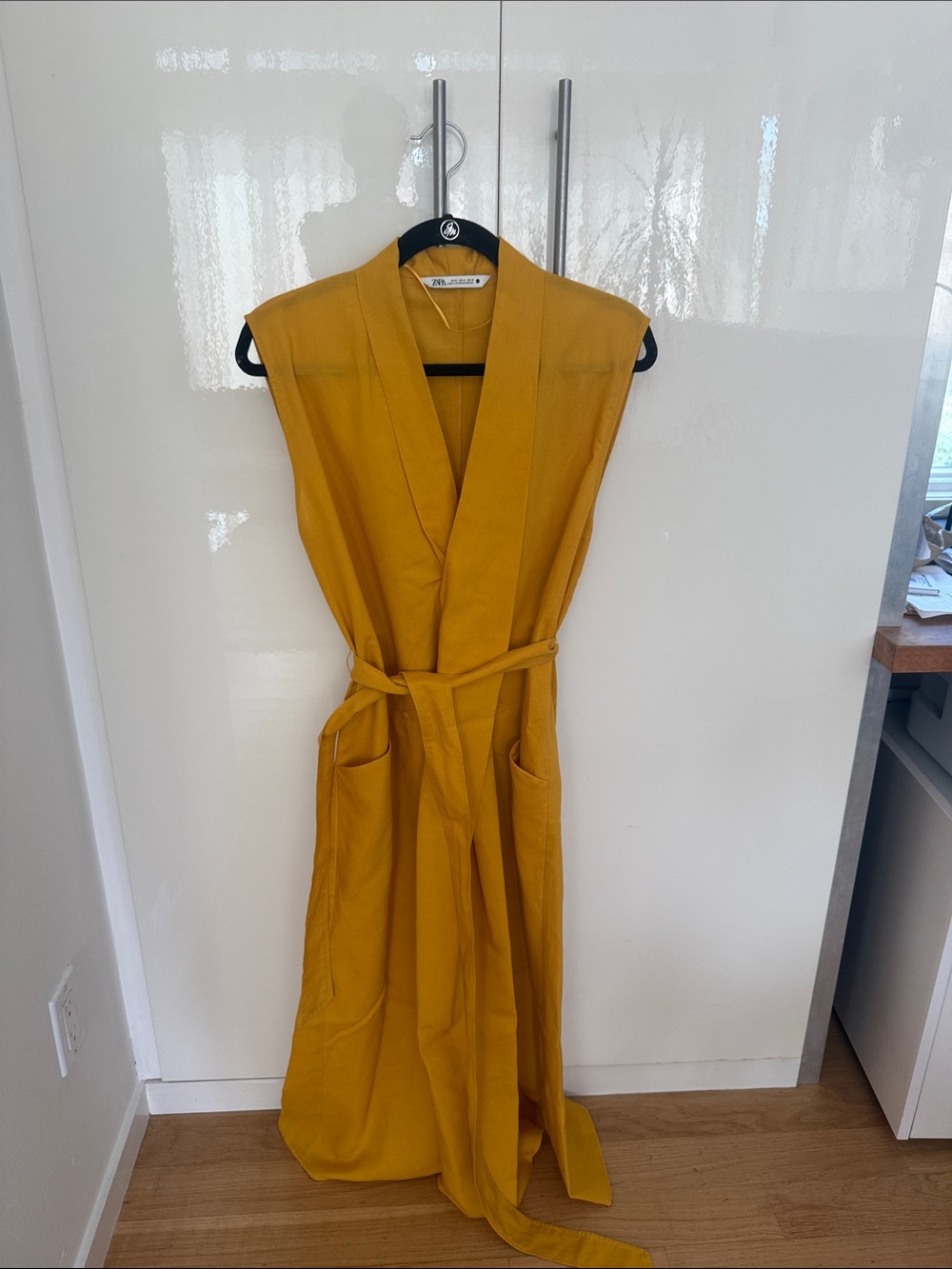 Zara Mustard Yellow Sleeveless Wrap Maxi Dress